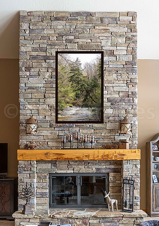 art overall dimensions 40x60. Need dim from top of mantle to top of stone to confirm scale